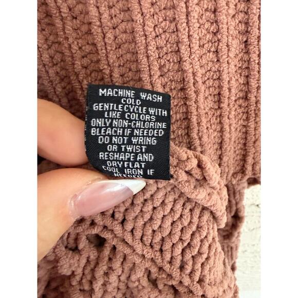 Anthropologie Moon & Madison Dusty Rose Off Shoulder Chunky Knit Sweater XS - Picture 7 of 9